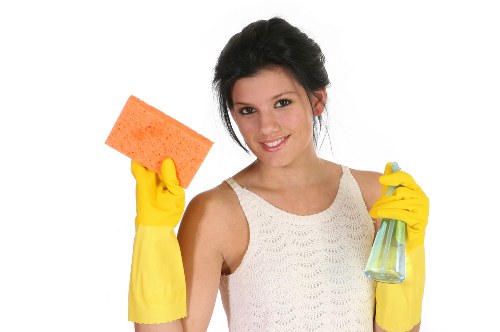 Person using an accessible carpet cleaning website on a tablet